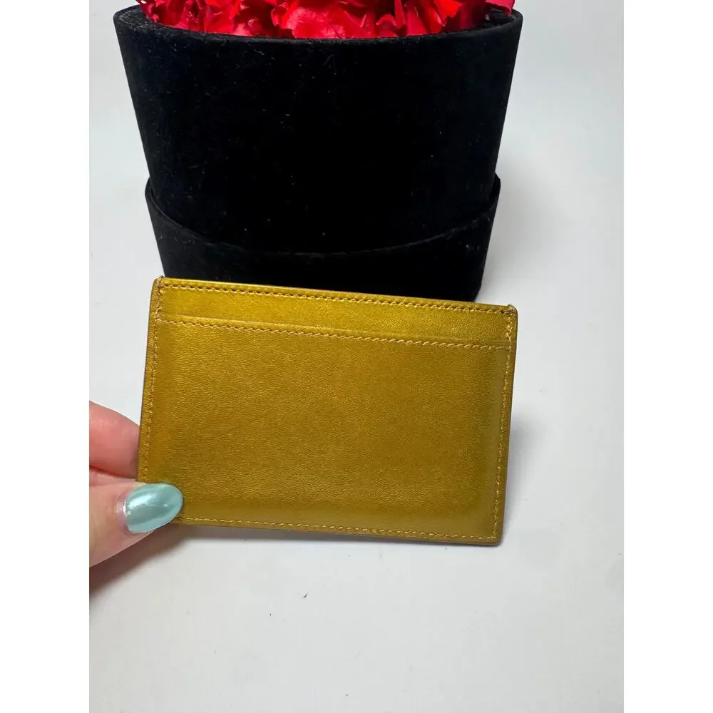 Saint Laurent Gold Leather Card Holder
